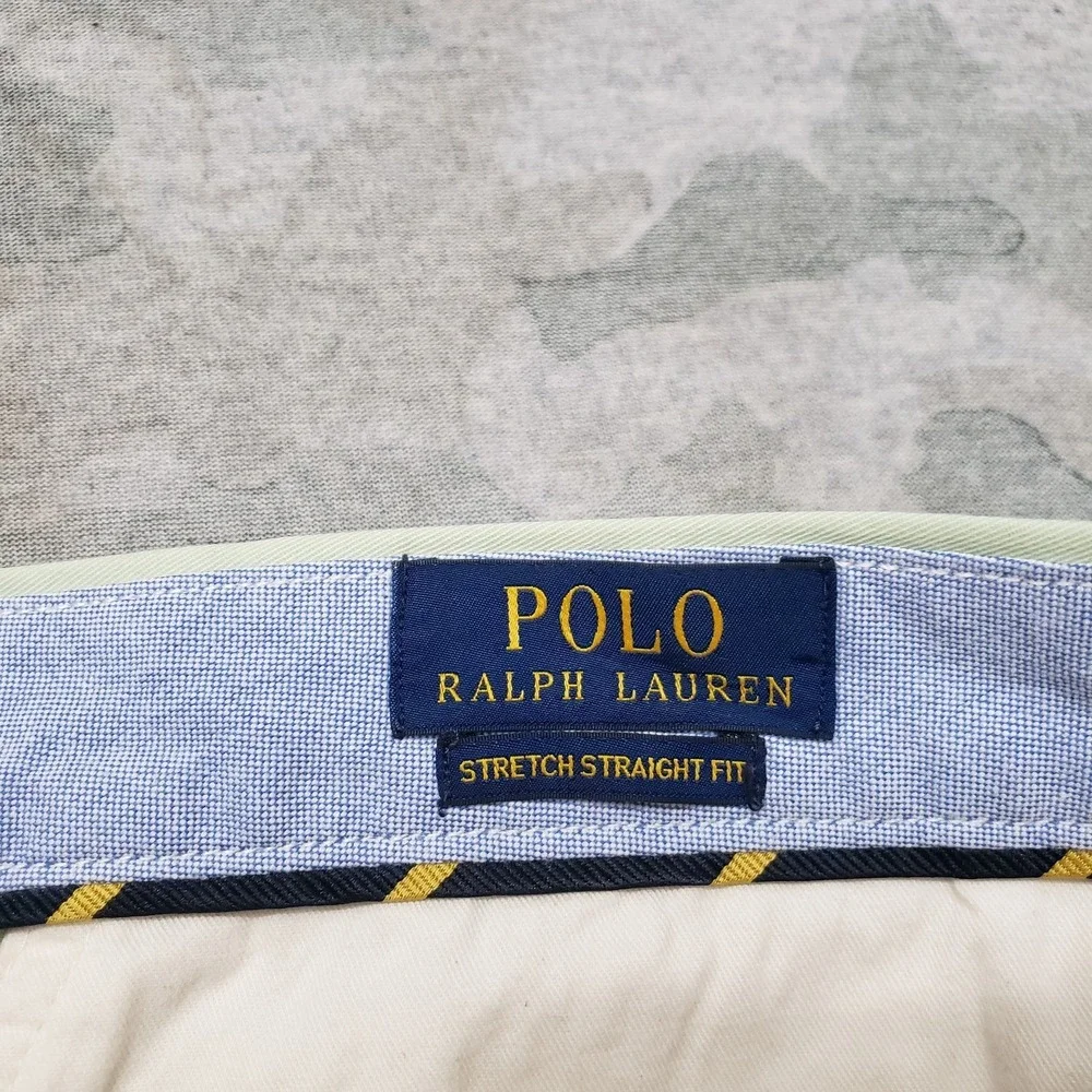 Polo Ralph Lauren Pants Mens 43x32 Green Stretch Straight Fit Pockets Chino
